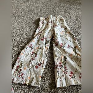 NEW Free People Menocra Wide Leg Floral Pants in Cream